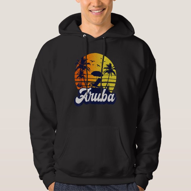 Aruba Caribe Sunset Beach Retro Hoodie (Vorderseite)