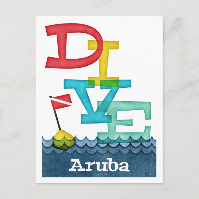 Aruba Dive - farbenfrohe Scuba Postkarte (Vorderseite)
