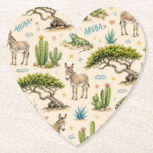 Aruba Divi-Baum, Esel, Iguane, Kaktus Untersetzer