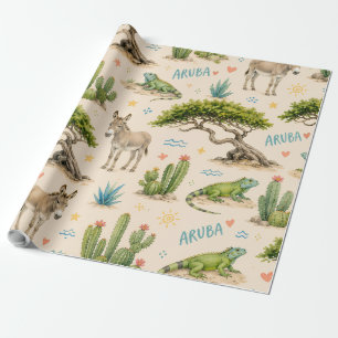 Aruba Divi-Baum, Esel, Leguan, Kaktus Geschenkpapier