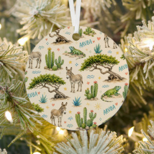 Aruba Divi-Baum, Esel, Leguan, Kaktus Ornament Aus Metall