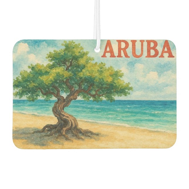 Aruba Divi Tree Eagle Beach Wasserfarben Autolufterfrischer (Vorderseite)