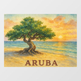 Aruba Eagle Beach Divi Baum Goldene Stunde Fensteraufkleber