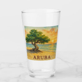 Aruba Eagle Beach Divi Baum Goldene Stunde Glas