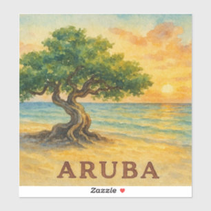 Aruba Eagle Beach Divi Tree Golden Hour Aufkleber