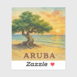 Aruba Eagle Beach Divi Tree Golden Hour Aufkleber