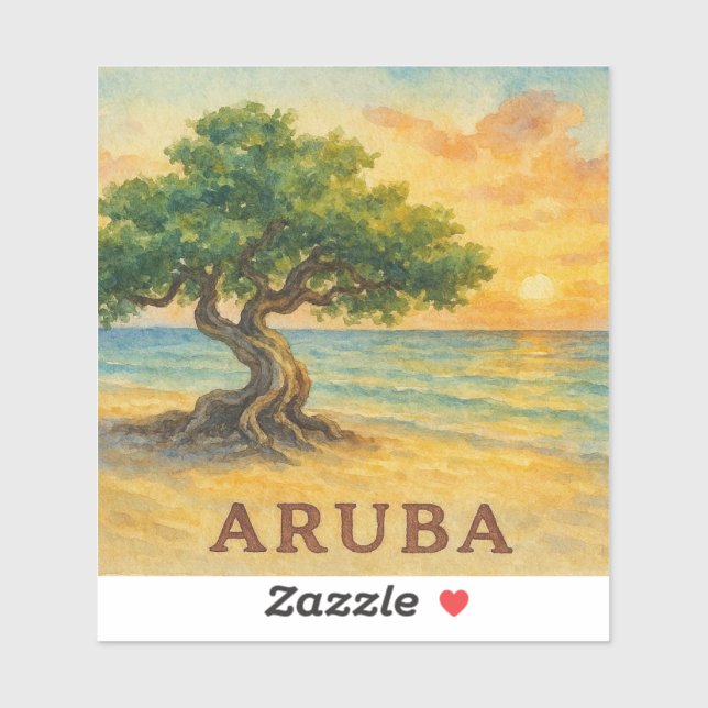 Aruba Eagle Beach Divi Tree Golden Hour Aufkleber (Blatt)