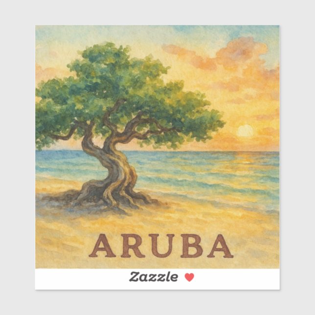 Aruba Eagle Beach Divi Tree Golden Hour Aufkleber (Blatt)