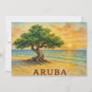 Aruba Eagle Beach Divi Tree Golden Hour Dankeskarte