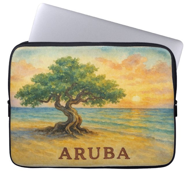 Aruba Eagle Beach Divi Tree Golden Hour Laptopschutzhülle (Vorderseite)