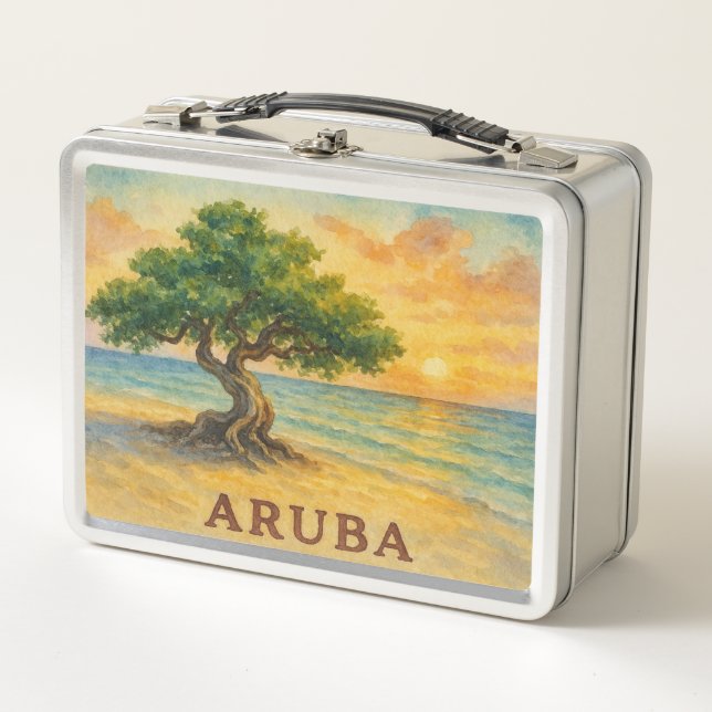 Aruba Eagle Beach Divi Tree Golden Hour Metall Brotdose (Vorderseite)