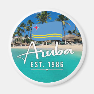 "Aruba Est. 1986" Strand mit Flagge Magnet