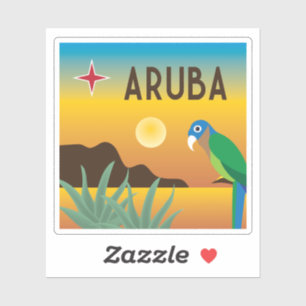 Aruba farbenfrohe karibische Illustration Aufkleber