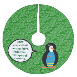 Aruba Flag Holiday Frau Penguin Gespräch Polyester Weihnachtsbaumdecke