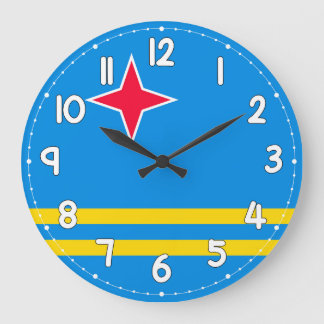 Aruba Flag Wall Clock – Patriotic Caribbean Decor Große Wanduhr
