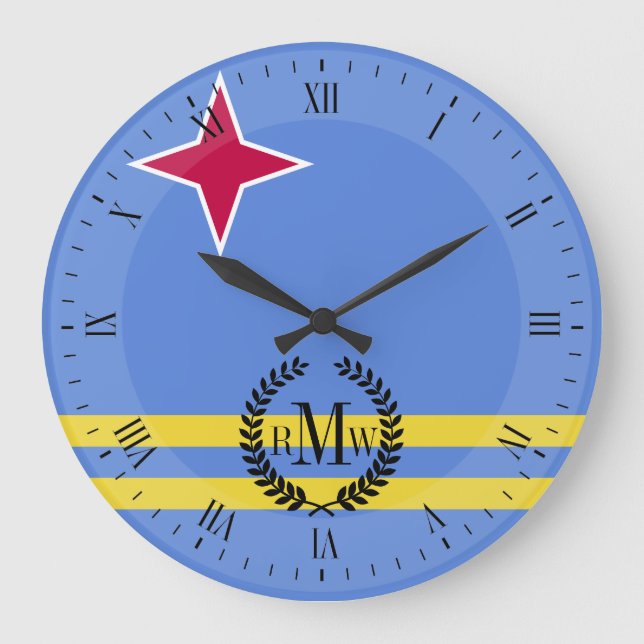 Aruba-Flagge Große Wanduhr (Vorderseite)