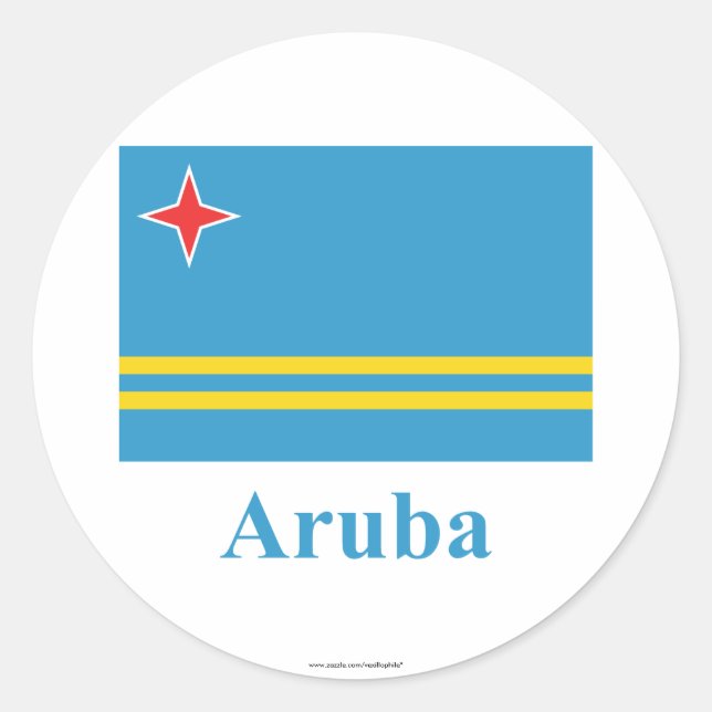 Aruba-Flagge mit Name Runder Aufkleber (Vorderseite)