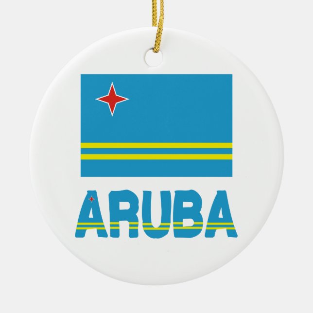 Aruba-Flagge und Wort Keramikornament (Vorne)