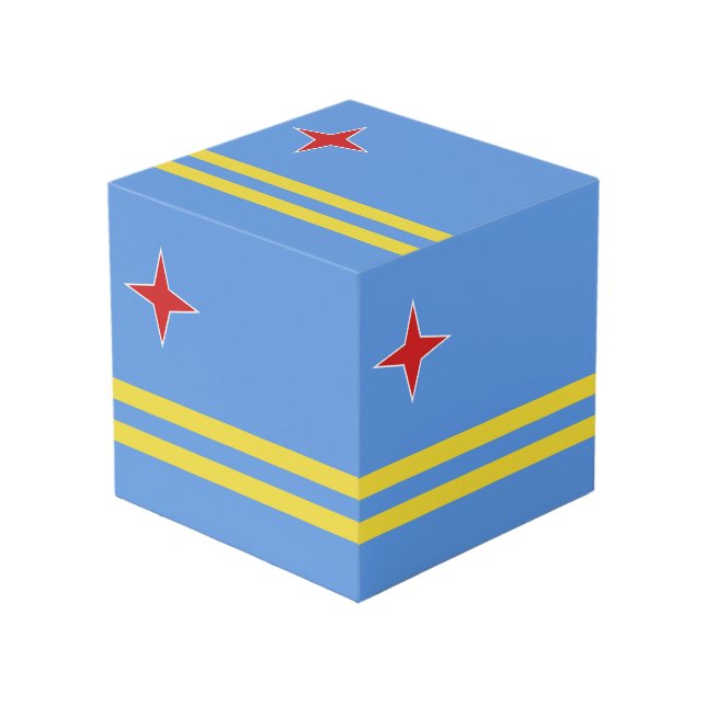 Aruba-Flagge Würfel (Vorderseite Schrägansicht)