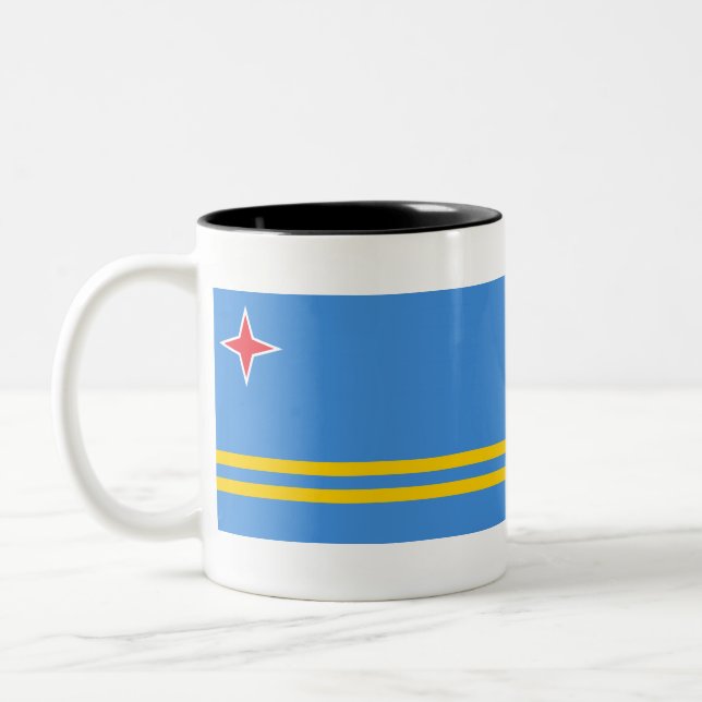 Aruba-Flagge Zweifarbige Tasse (Links)