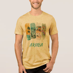 Aruba im Pinselstrich-Design Tri-Blend Shirt