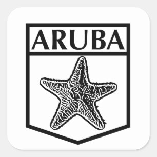 Aruba Island Design - Stickers Carrés, Glossy, Lar