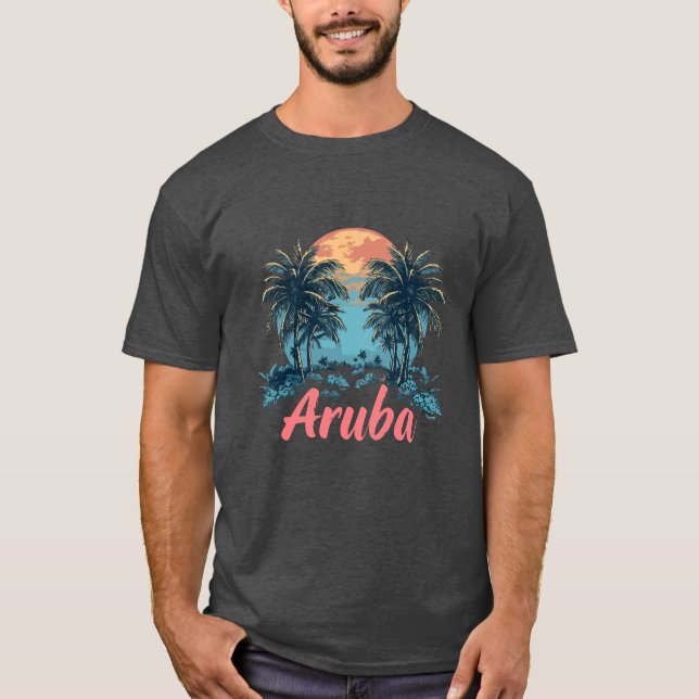 Aruba Island Design (Version 2) - Basic Dark T-Shi T-Shirt (Vorderseite)