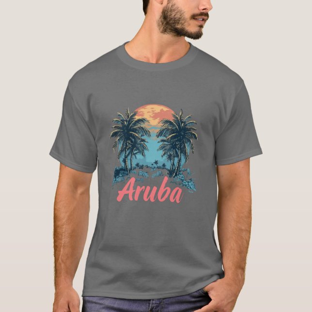 Aruba Island Design (Version 2) - Basic Dark T-Shi T-Shirt (Vorderseite)