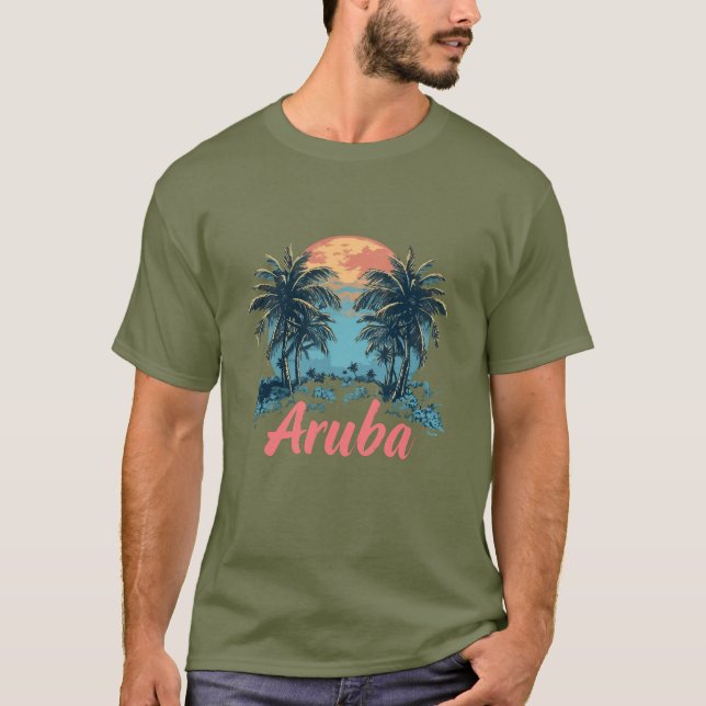 Aruba Island Design (Version 2) - Basic Dark T-Shi T-Shirt (Vorderseite)