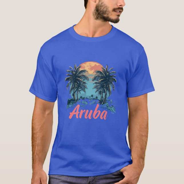 Aruba Island Design (Version 2) - Basic Dark T-Shi T-Shirt (Vorderseite)