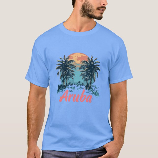 Aruba Island Design (Version 2) - Basic Dark T-Shi T-Shirt (Vorderseite)