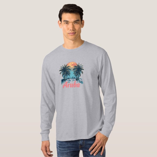Aruba Island Design (Version 2) - Basic Long Sleev T-Shirt (Vorne ganz)
