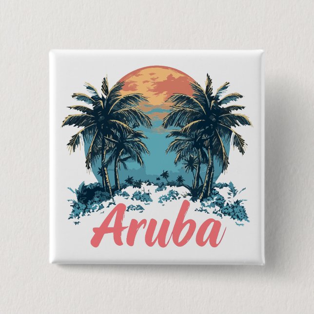 Aruba Island Design (Version 2) - Square Button (Vorderseite)