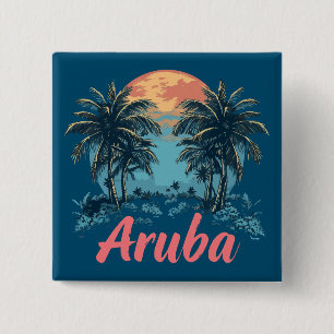 Aruba Island Design (Version 2) - Square Button