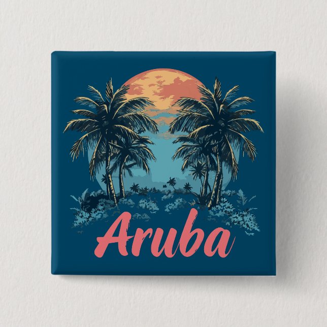 Aruba Island Design (Version 2) - Square Button (Vorderseite)