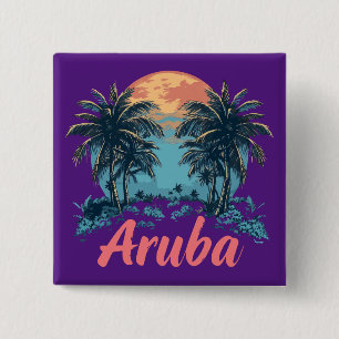 Aruba Island Design (Version 2) - Square Button