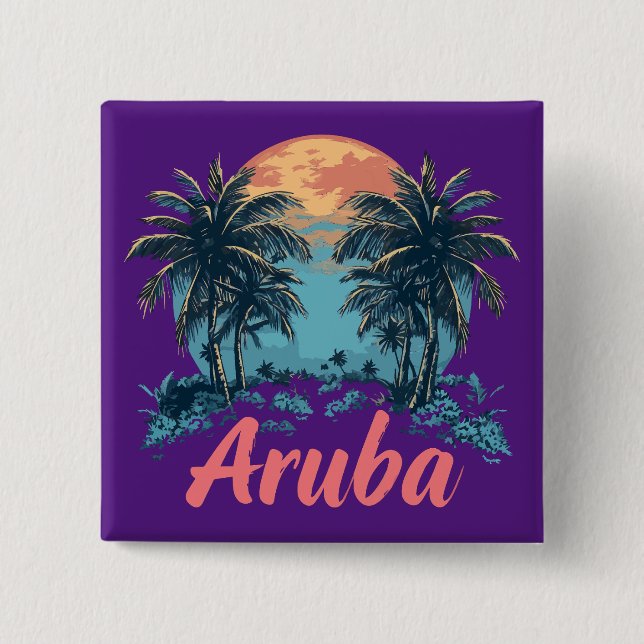 Aruba Island Design (Version 2) - Square Button (Vorderseite)