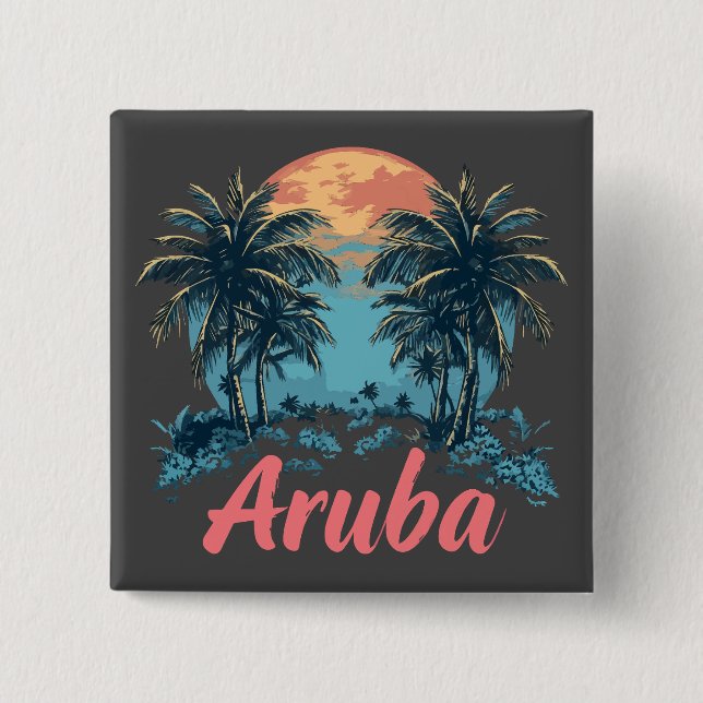 Aruba Island Design (Version 2) - Square Button (Vorderseite)