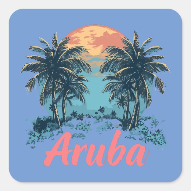 Aruba Island Design (Version 2) - Square Stickers (Vorderseite)