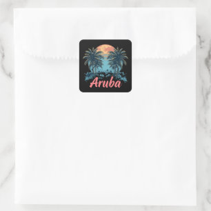 Aruba Island Design (Version 2) - Stickers Carrés