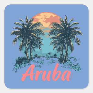 Aruba Island Design (Version 2) - Stickers Carrés