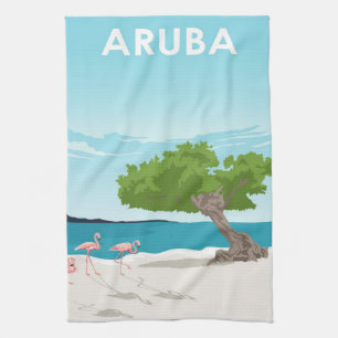Aruba Island Familie Flamingo Geschirrtuch