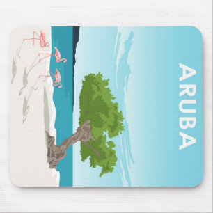 Aruba Island Travel Flamingo Familie Flamingo Mousepad