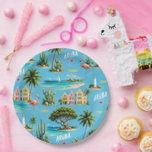 Aruba Karibik Insel Leuchtturm Reise Souvenir Pappteller