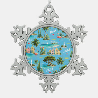 Aruba Karibik Insel Leuchtturm Reise Souvenir Schneeflocken Zinn-Ornament
