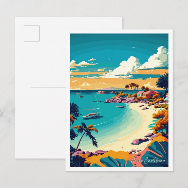 Aruba Karibik Kunst, Dichtung und Musik Postkarte (Vorne/Hinten)