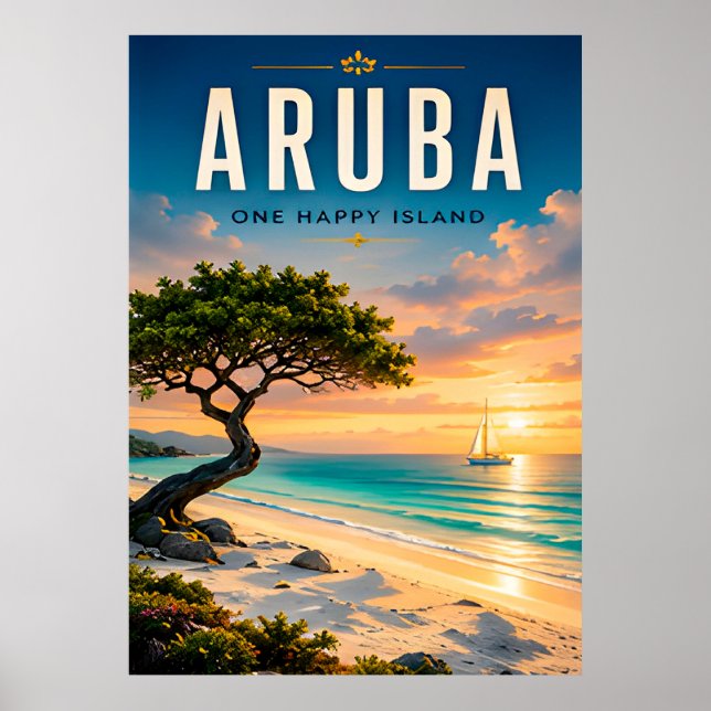 🌴 Aruba Karibik-Strand-Paradies ☀️ Poster (Vorne)