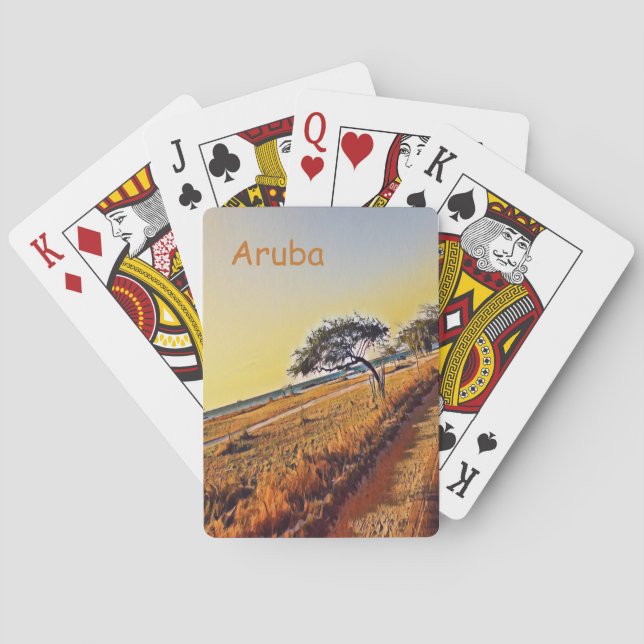 Aruba Landschaft mit Divi Divi Trees Spielkarten (Rückseite)