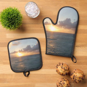 Aruba Landschaftlicher Sonnenuntergang über dem Ka Ofenhandschuh & Topflappen-Set
