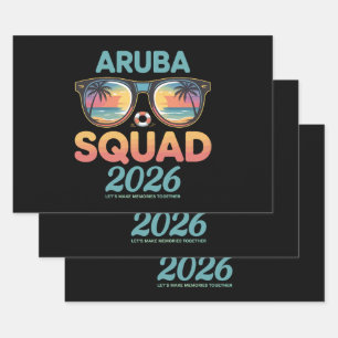 Aruba-Mannschaft 2026 Retro Geschenkpapier Set